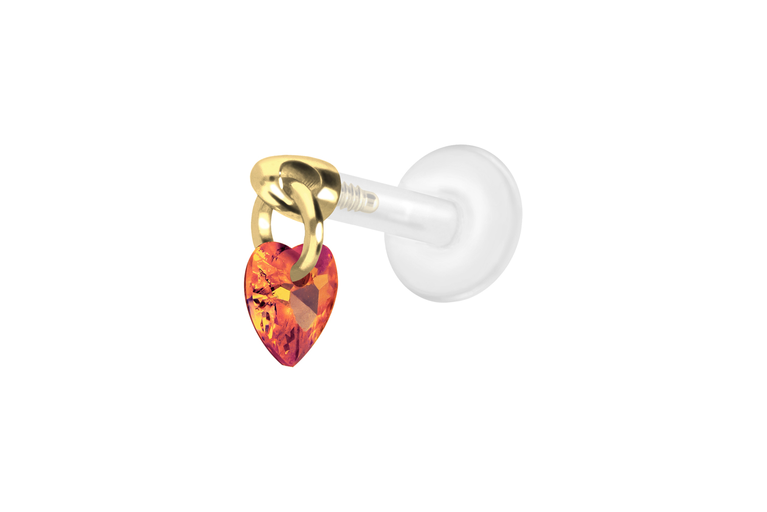 PTFE Labret Piercing mit Innengewinde + Titan-Aufsatz KRISTALLHERZ